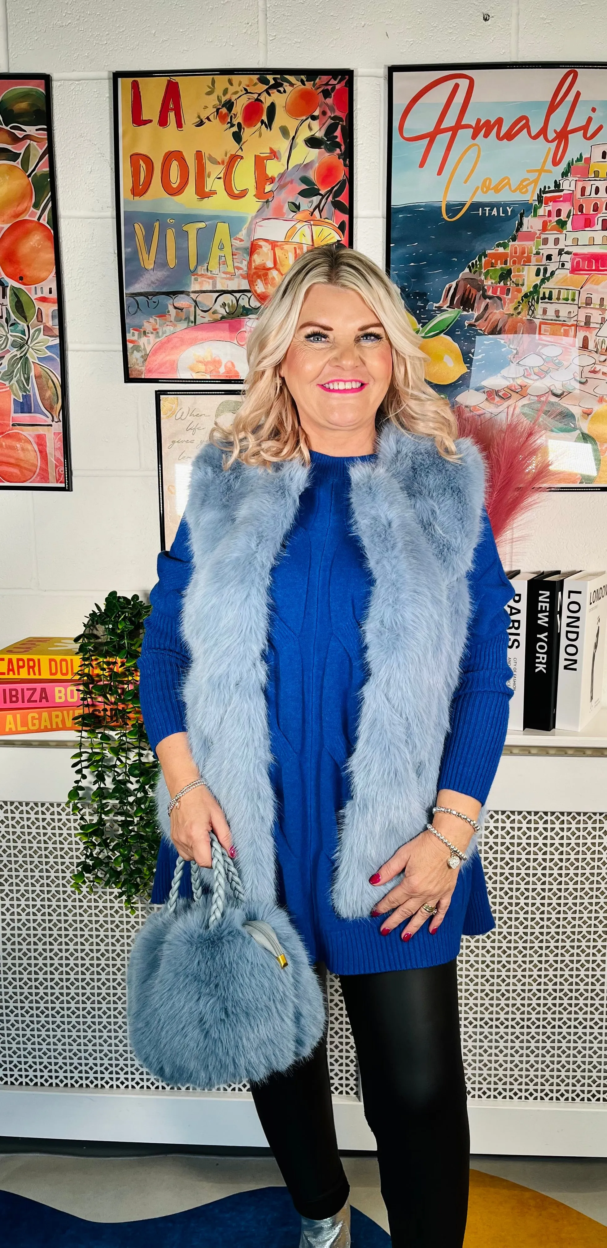 Tiffany Faux Fur Gilet - Icy Blue