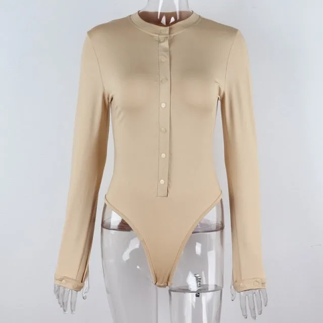 Trendy Slim Long Sleeve Casual Bodysuit