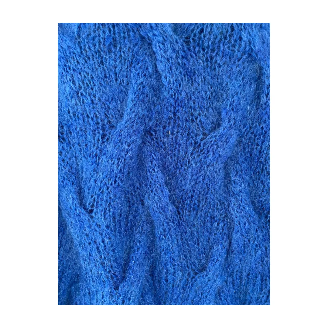 Turtleneck Cable Knit Jumper Blue SIZE 14