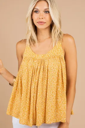 Unique Experiences Mustard Yellow Floral Tank