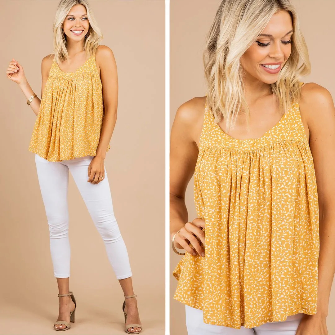 Unique Experiences Mustard Yellow Floral Tank