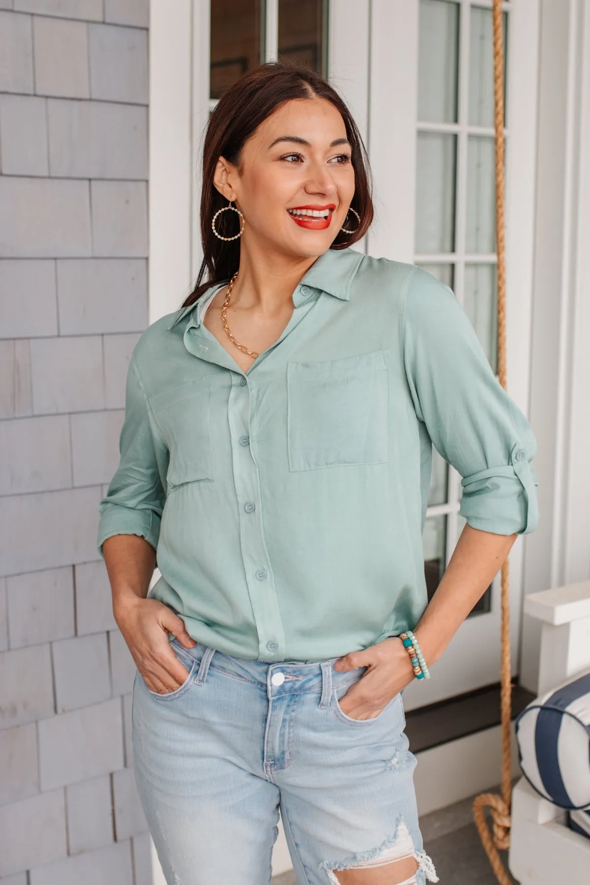 Unwavering Confidence Blouse in Light Blue