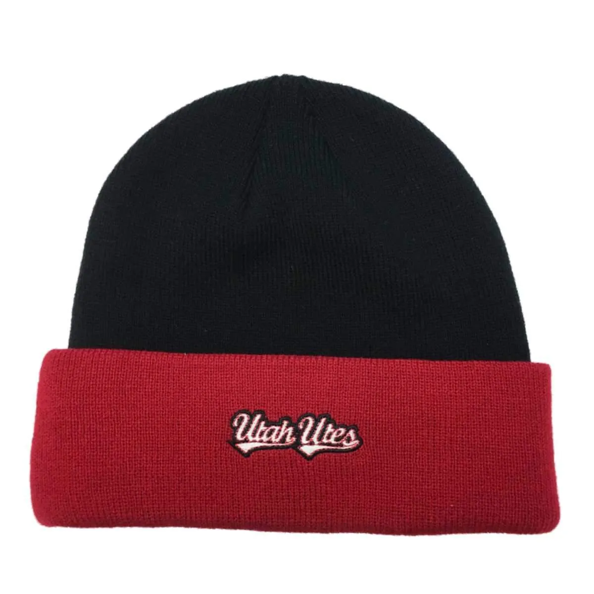 Utah Utes TOW Black and Red 100% Acrylic Knit Cuffed Skull Beanie Hat Cap