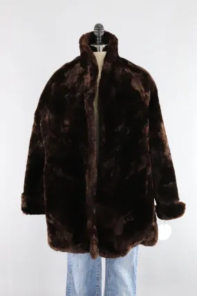 Vintage 1950s Brown Mouton Sheared Lamb Fur Coat