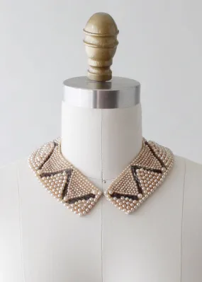 Vintage 1950s Grey and Pearl Beaded Collar