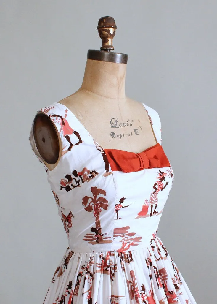 Vintage 1960s Bahamas Novelty Print Sundress