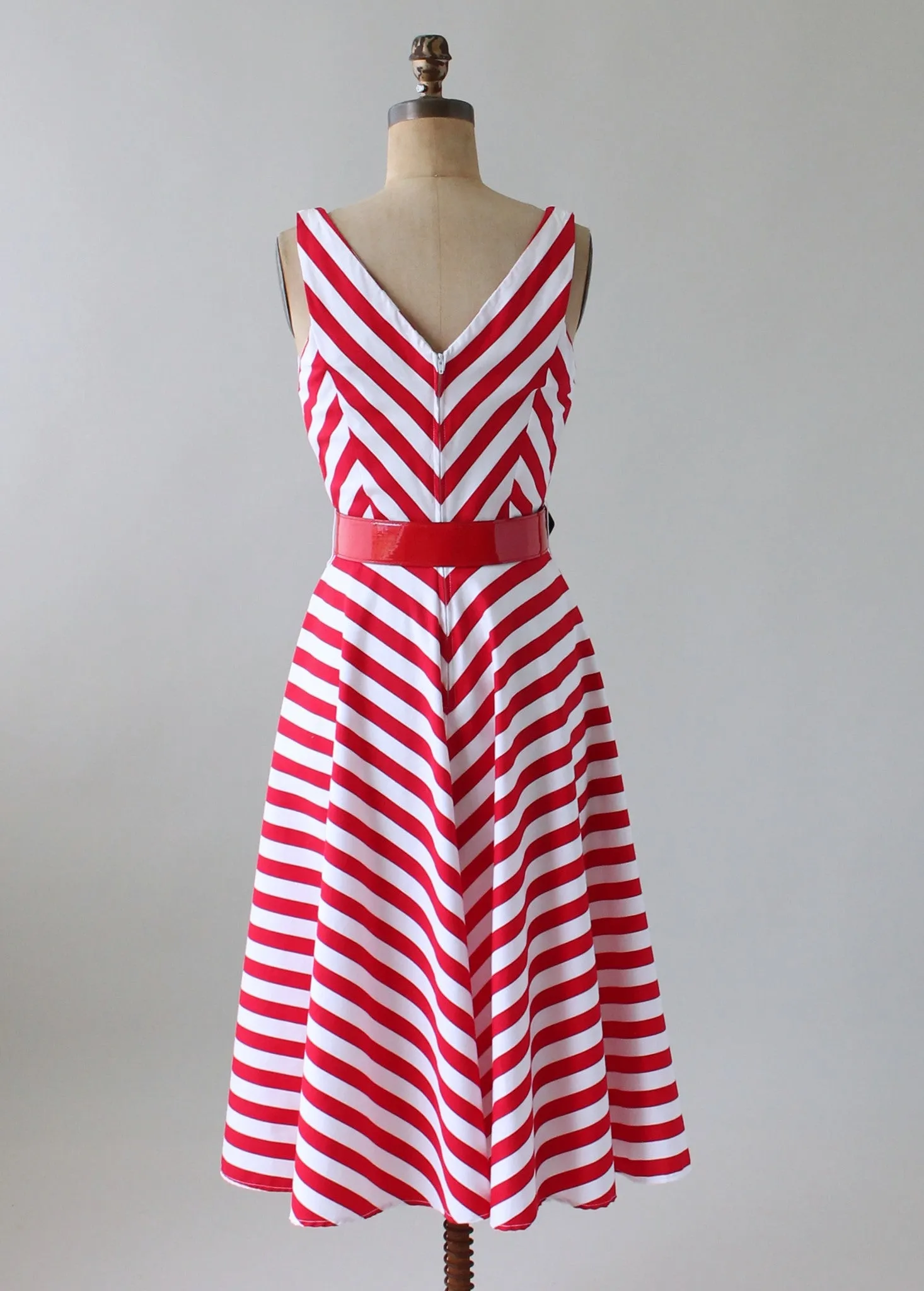 Vintage 1980s Red and White Striped Sundress