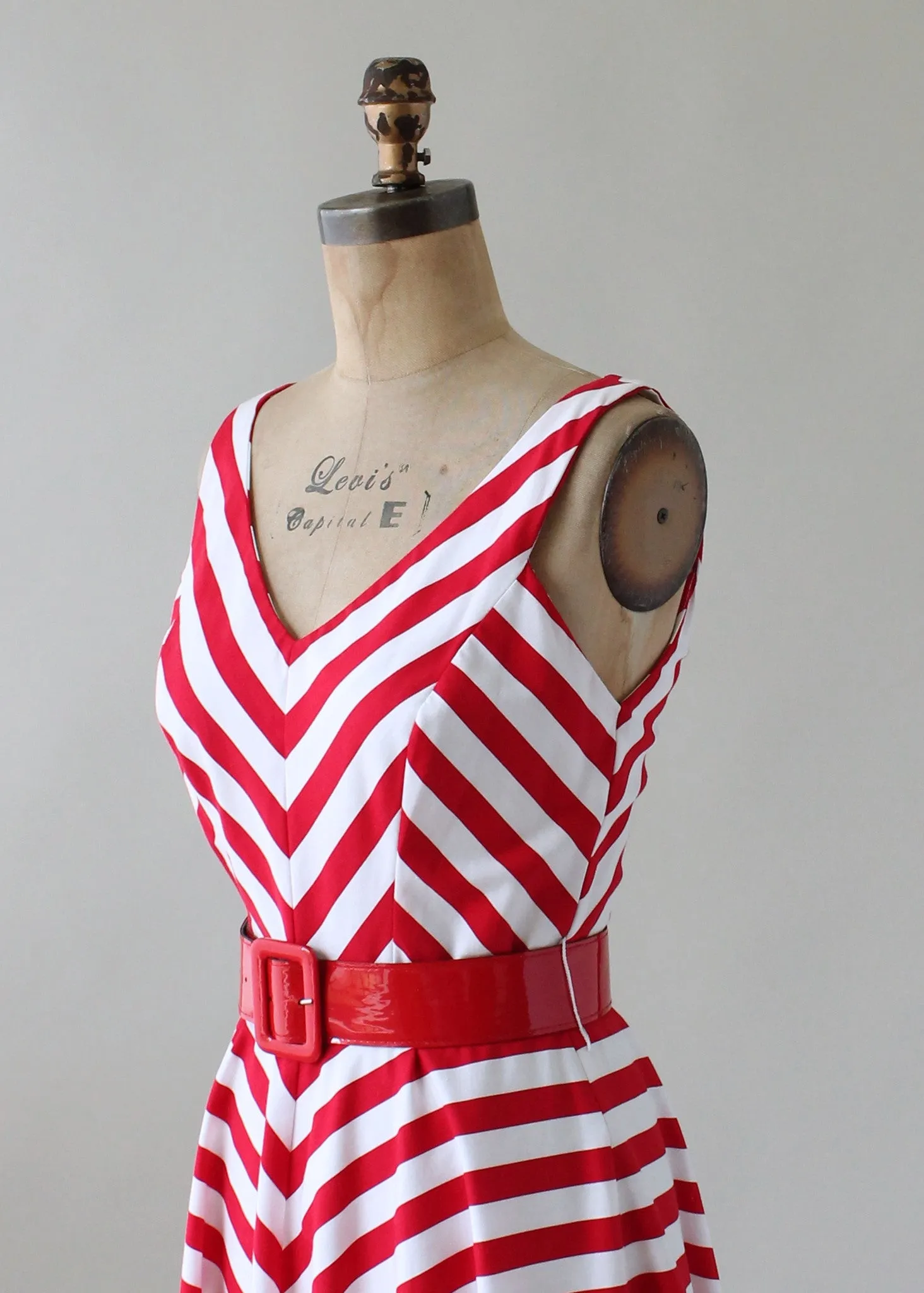 Vintage 1980s Red and White Striped Sundress