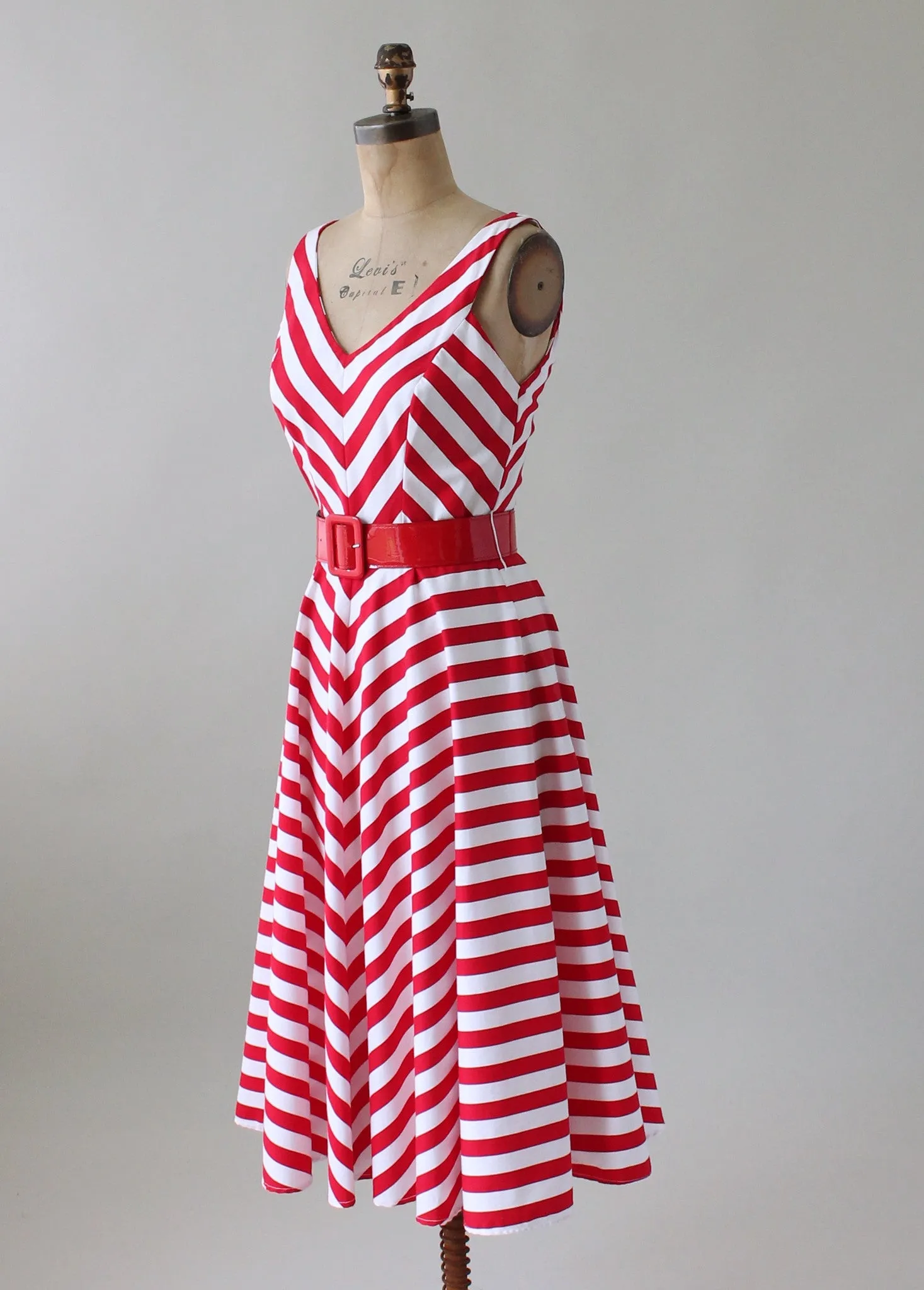 Vintage 1980s Red and White Striped Sundress