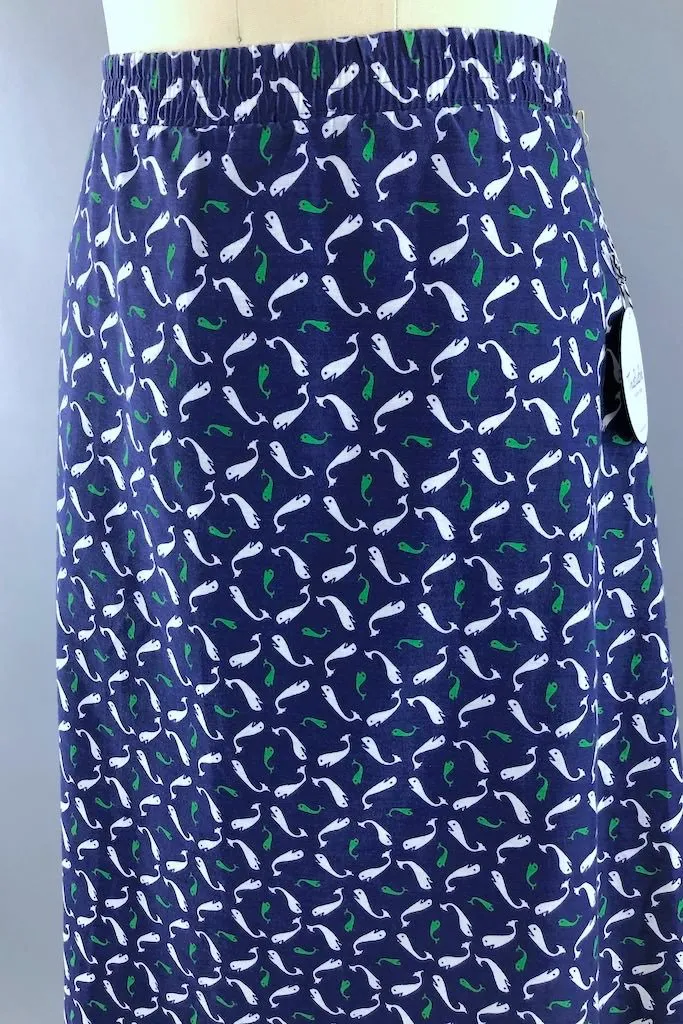 Vintage Novelty Print Whales Skirt