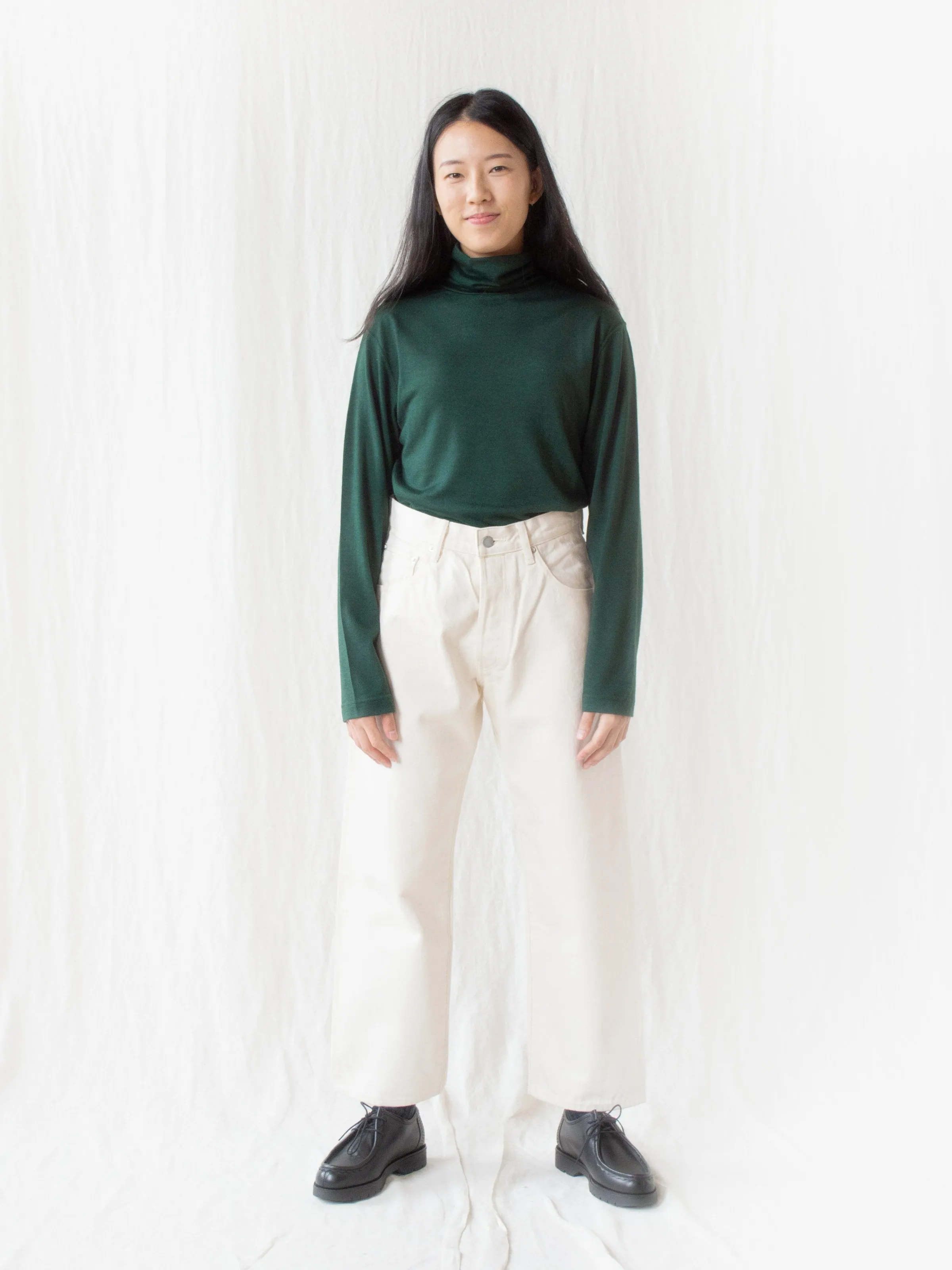 Washable High Gauge Wool Turtleneck - Green