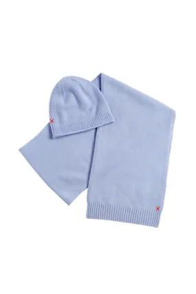 Washed-Blue Wool-Cashmere Accessories Set