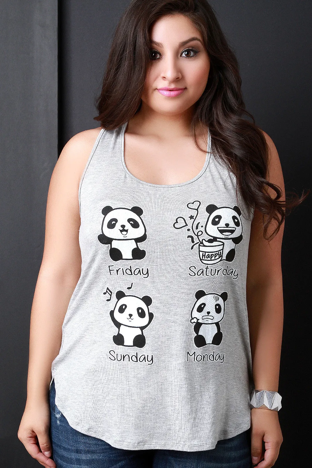 Weekend Panda Graphic Print Top