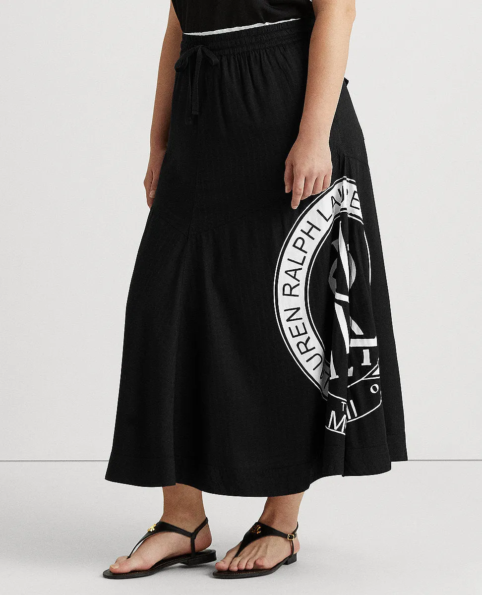 Woman Logo Ripstop Midi Skirt In Black