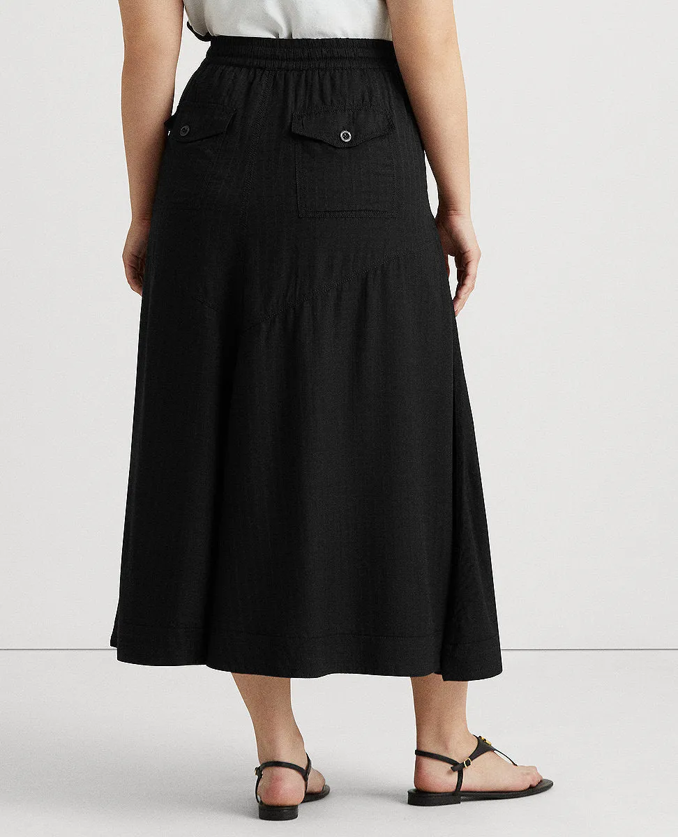 Woman Logo Ripstop Midi Skirt In Black