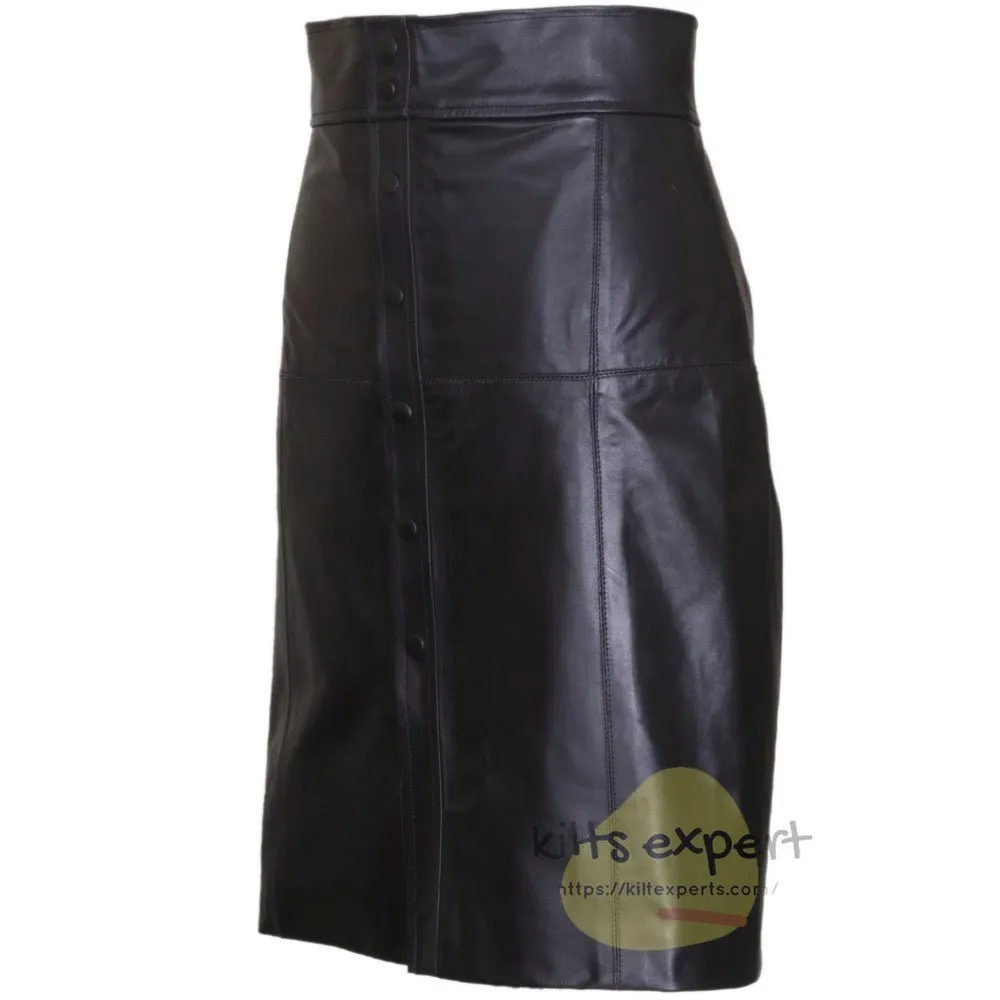 Women Genuine Cowhide Leather Skirt