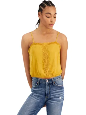 Women's Lace-Trim Tank Top,Mustard