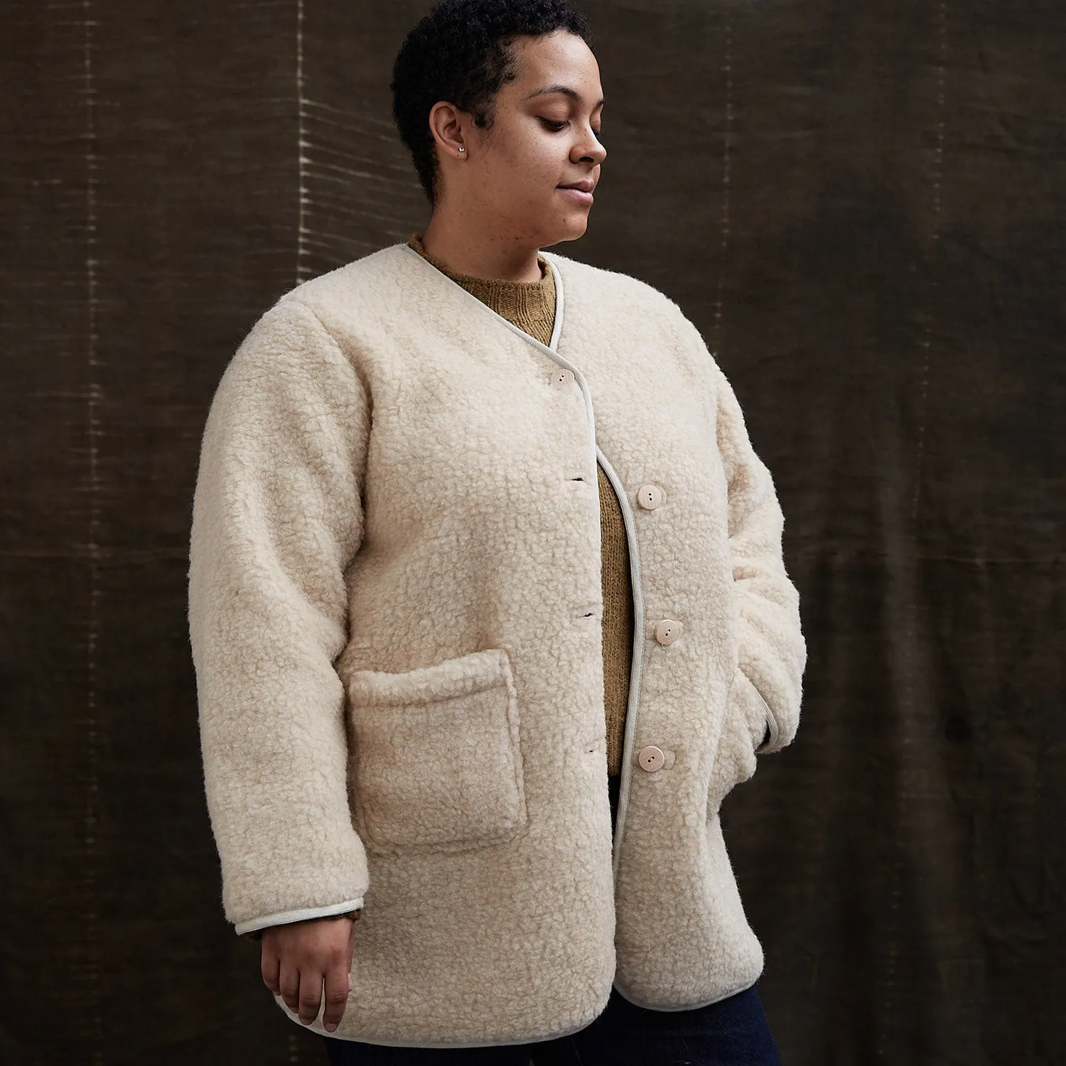 Womens Sika Coat - Wool Teddy Fleece - Oatmeal