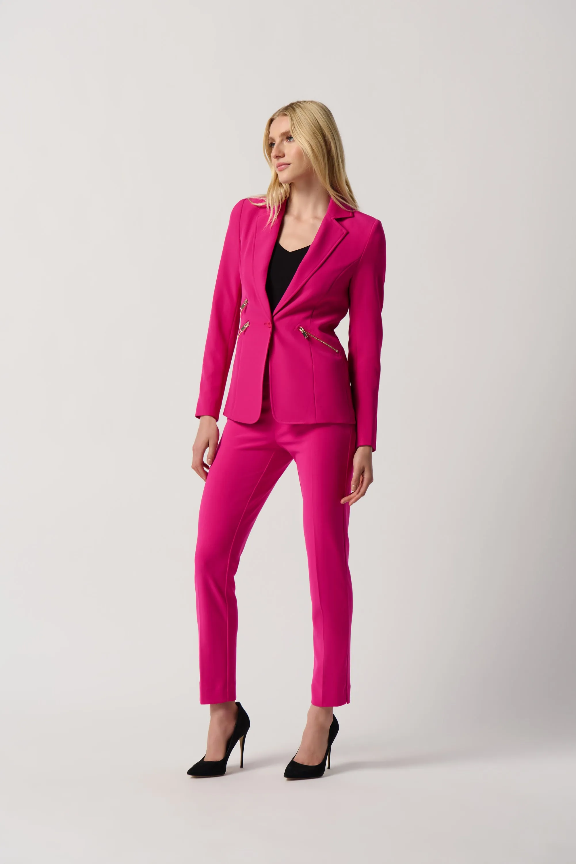 Woven Blazer With Zippered Pockets