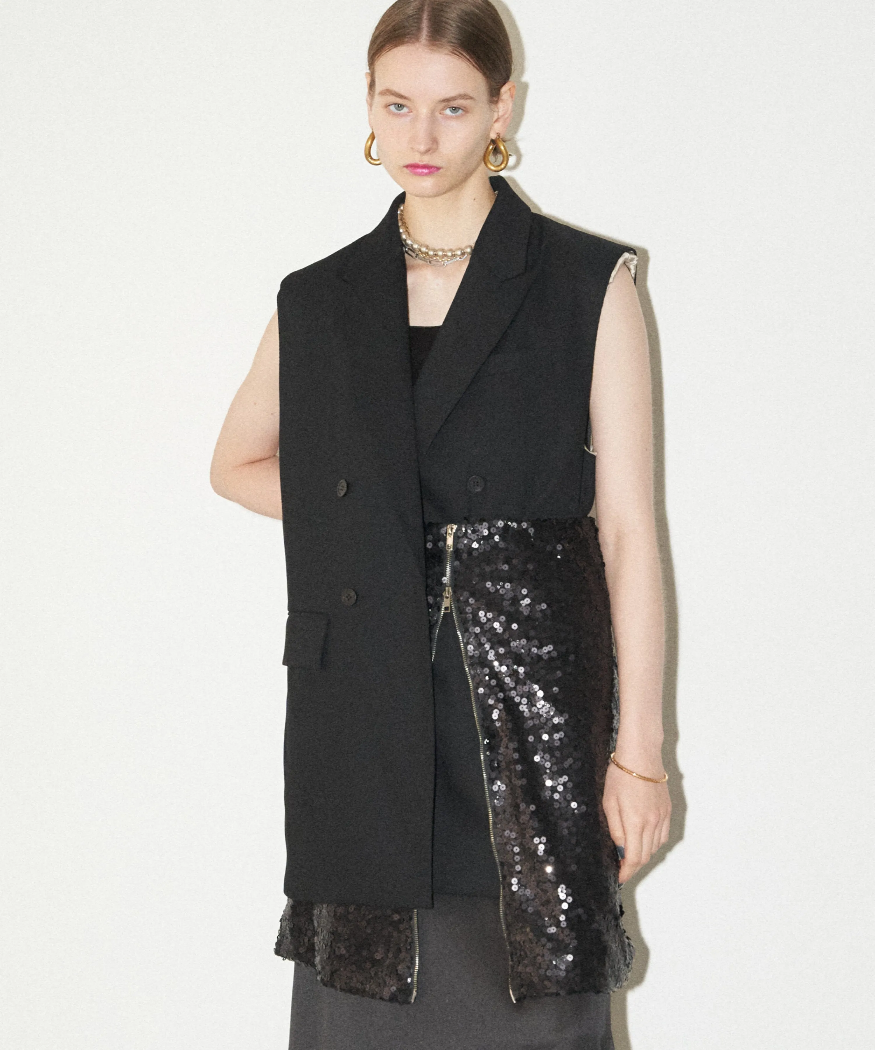 【yae】Back slit fastner gilet / バックスリットファスナージレ