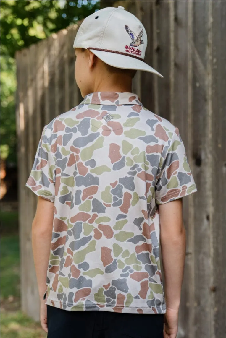 Youth Polo- Driftwood Camo