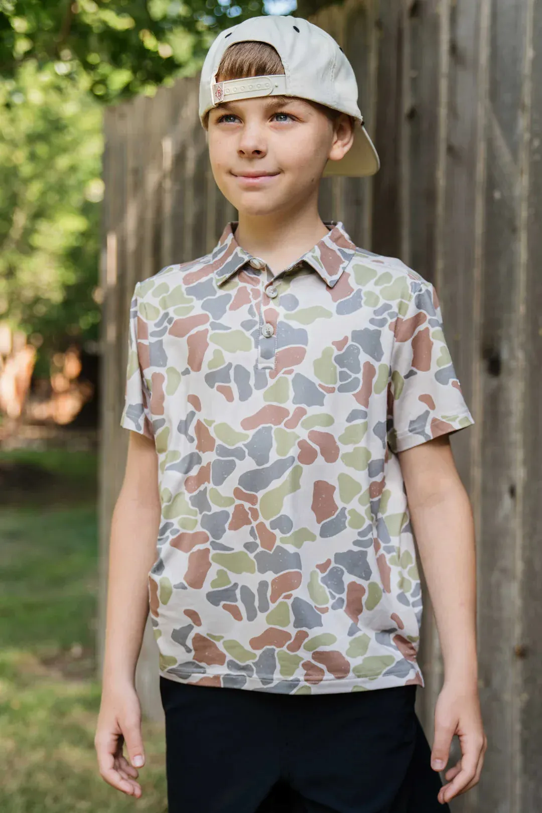 Youth Polo- Driftwood Camo