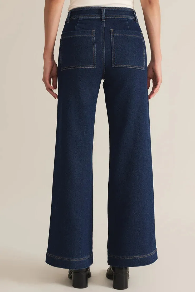 [Z Supply] Rilynn Wide Leg Denim Trouser, Dark Rinse