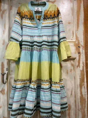 Zakar Midi Dress in Serifos Aqua/Lemon