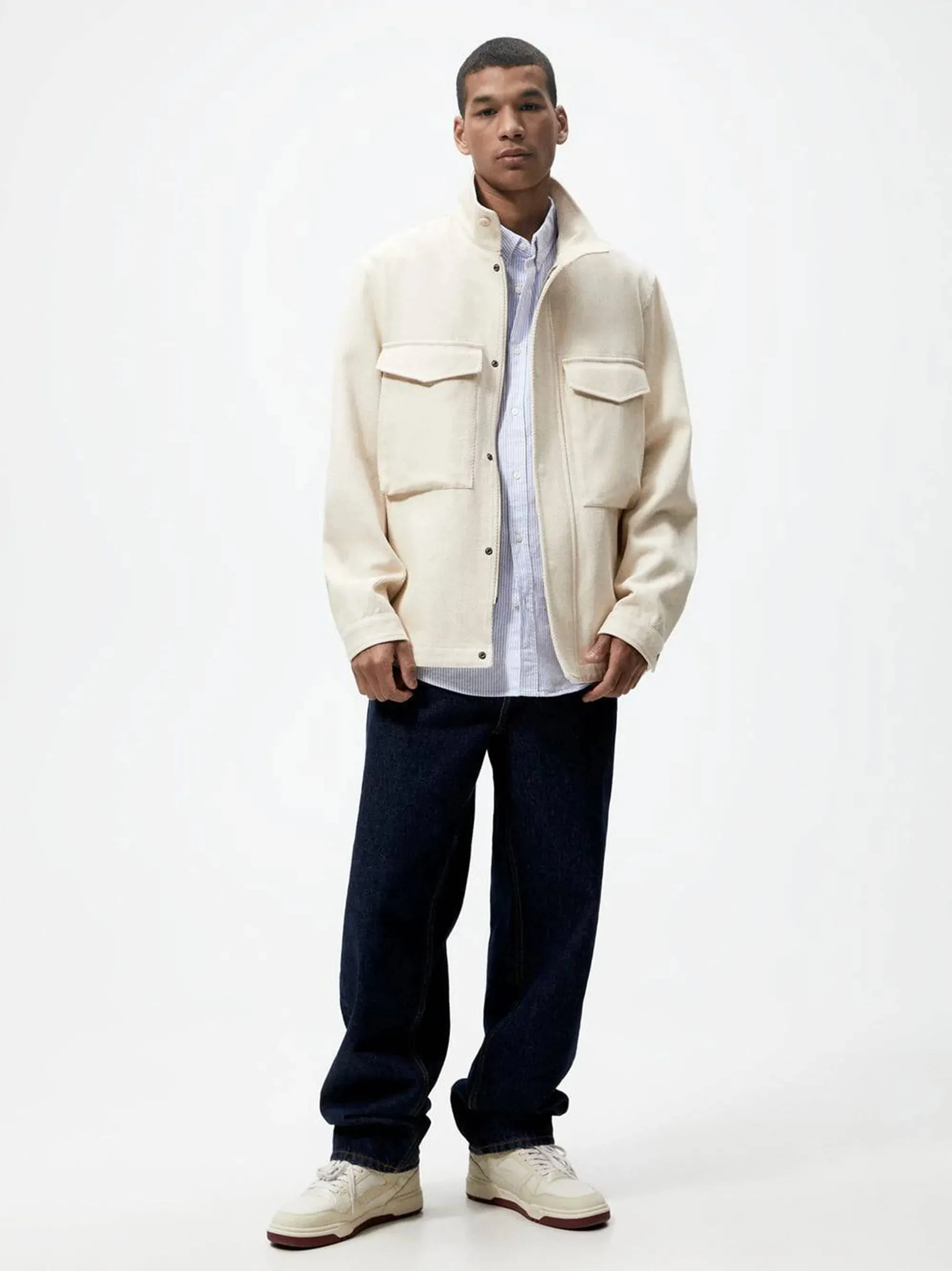 ZR Men's white Textured Pocket Jacket